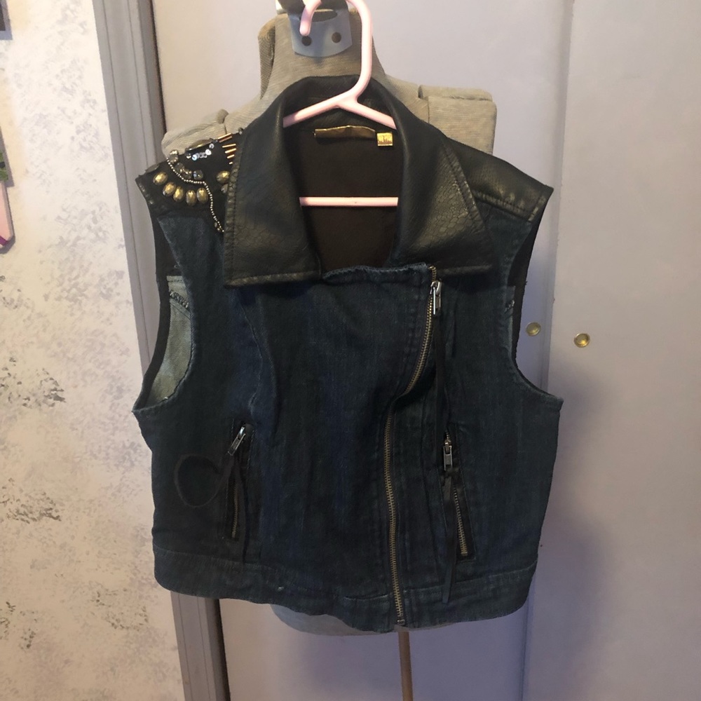 Princess Vera Wang denim/faux leather vest size L
